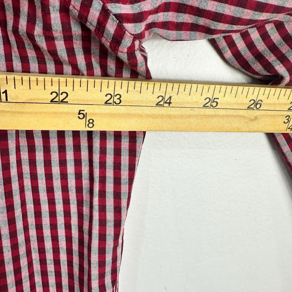 Banana Republic Shirt Mens L Burgundy Check Preppy Academia Quiet Luxury Cotton - Picture 7 of 7